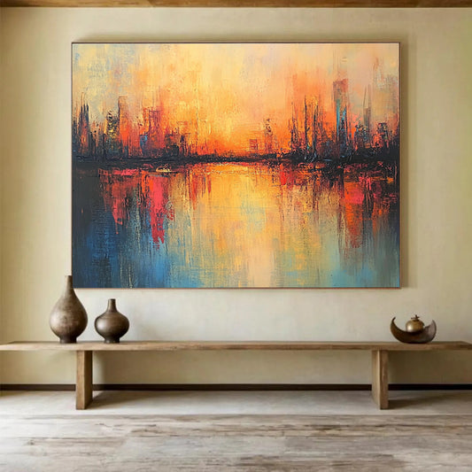 Abstract City Sunset Art for Rooftop Bar & Urban Home SC037