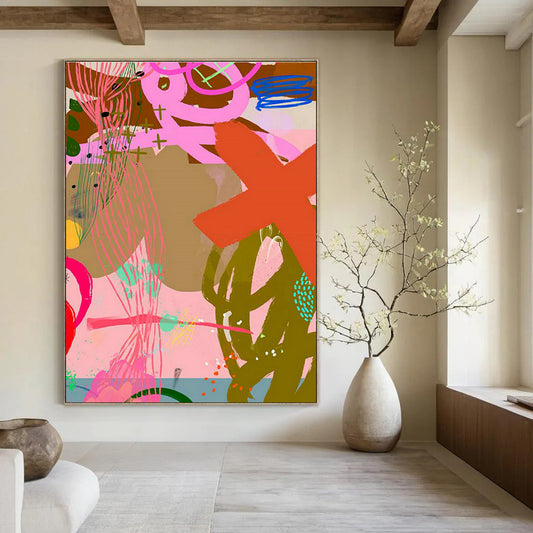Pink - Purple Abstract Art for Trendy Beauty Salon Waiting Areas DLZ0154