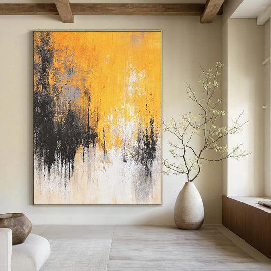 Yellow & Black Abstract Art for Kitchen & Sunroom STSC728