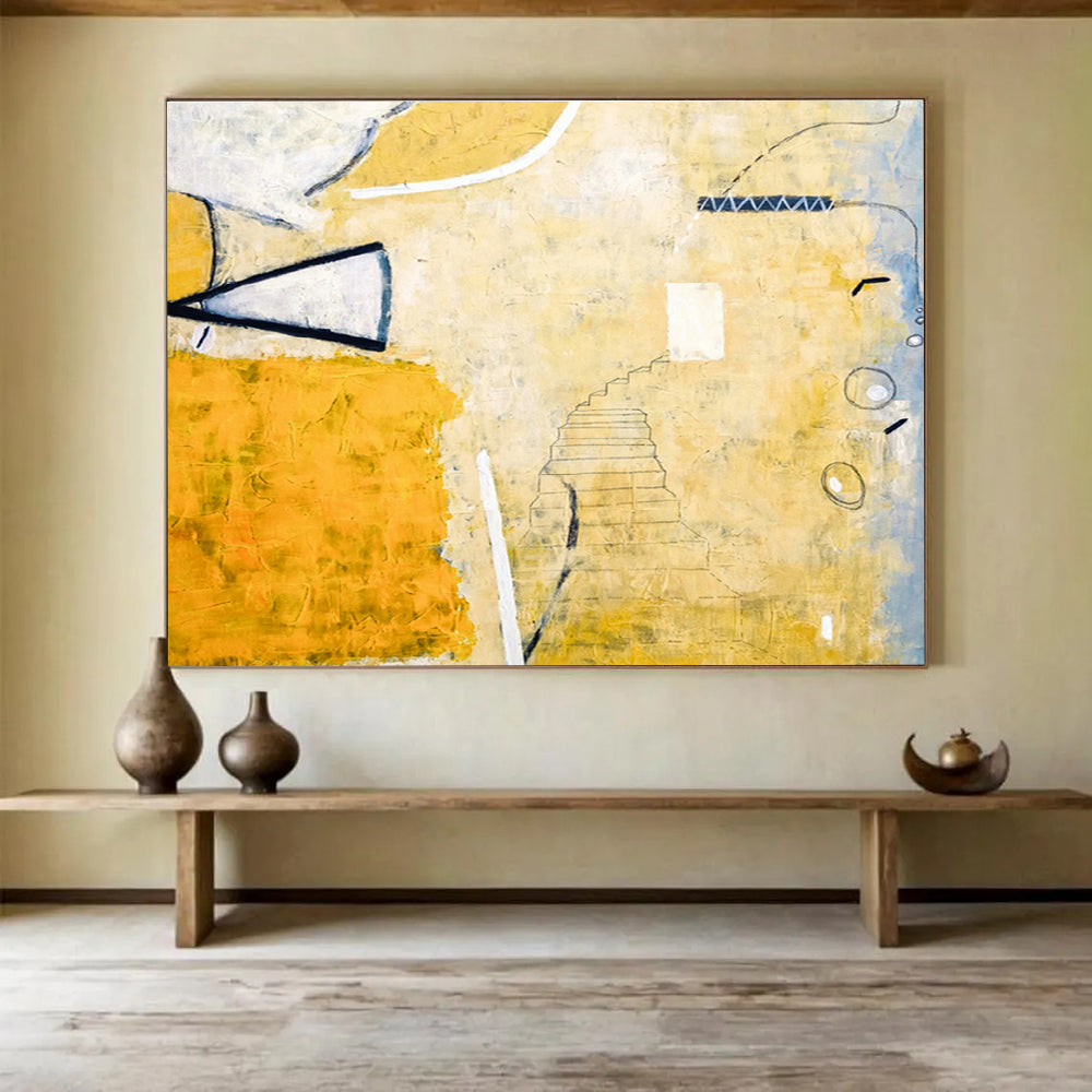 Yellow - Gray Staircase Abstract for Artistic Home Library DLZ2946