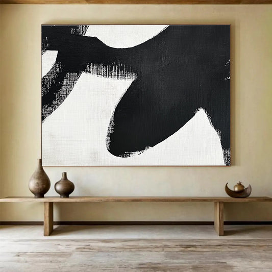 Bold Black - White Strokes Art for Creative Studio & Trendy Bar SC016