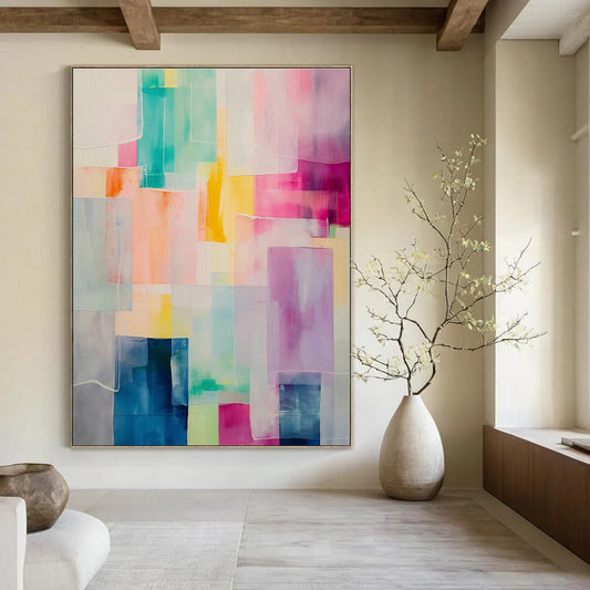 Colorful Geometric Abstract Art for Modern Playroom & Art - Focused Café DLZ2086
