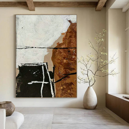 Brown - White Abstract Art for Rustic Home Office & Art Gallery DLZ2030