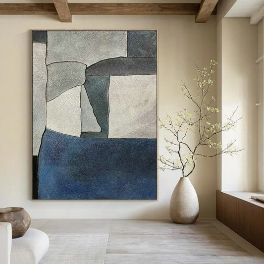 Gray - Blue Geometric Abstract for Office Cubicle Area & Urban Condo DLZ0579