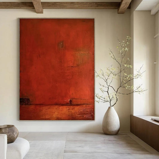 Red - Brown Solid Abstract Art for Wine Cellar & Home Dining Room DLZ1124