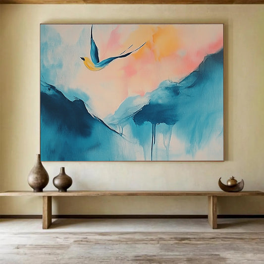 Dreamy Bird & Mountain Art for Bohemian Bedroom & Yoga Studio SC554