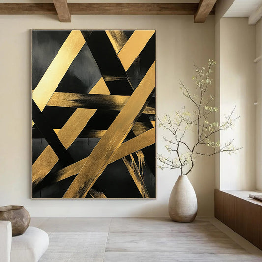 Black and Gold Geometric for Luxury Hotel Lobby & Modern Office Reception STSC1129