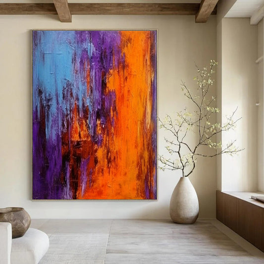 Purple - Orange Abstract Art for Trendy Nightclub & Bold Art Installation Space DLZ1929