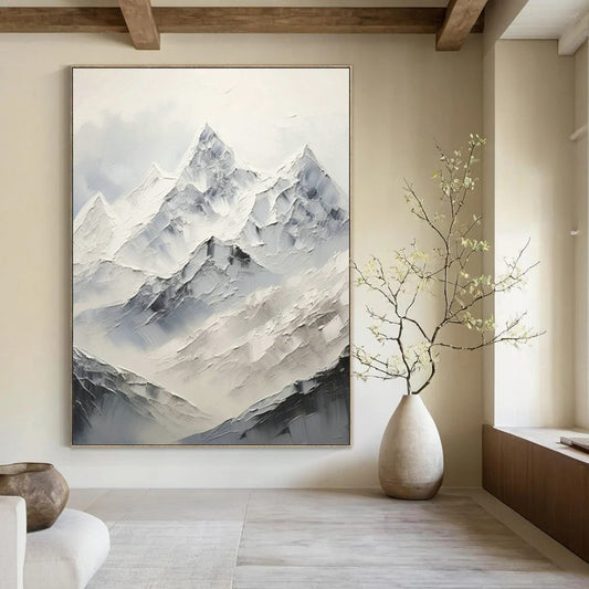 Snow - Mountain Abstract Art for Ski Lodge & Nature - Inspired Home DLZ1255