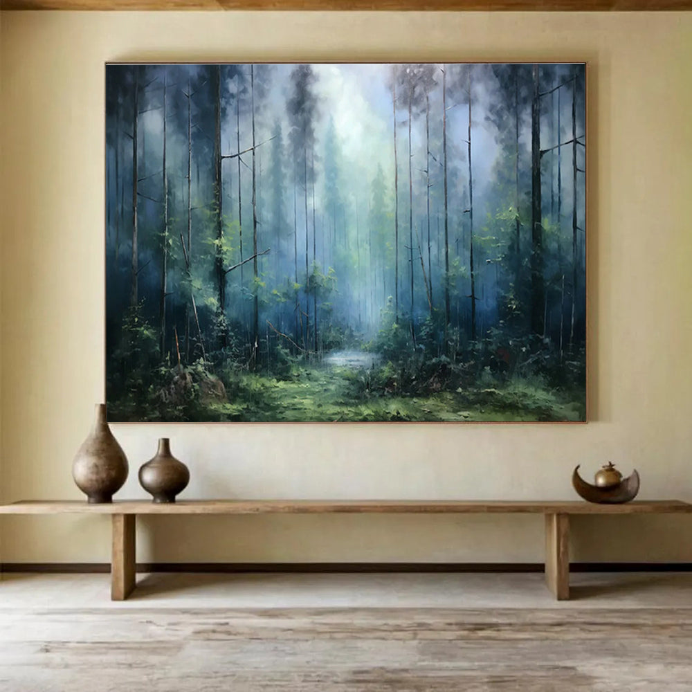 Misty Forest Landscape Art for Nature - Lover’s Cabin Bedroom Walls DLZ3253