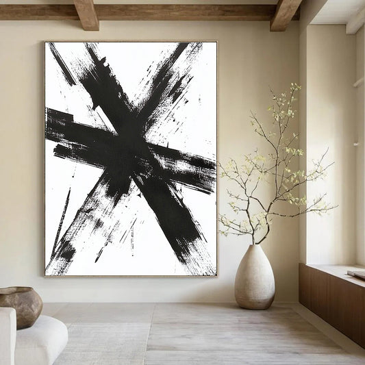 Bold Black Cross Strokes for Industrial - Style Loft & Modern Art Gallery STSC1243