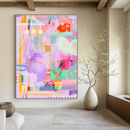 Pink - Purple Abstract Art for Luxe Beauty Salon Waiting Areas DLZ0168