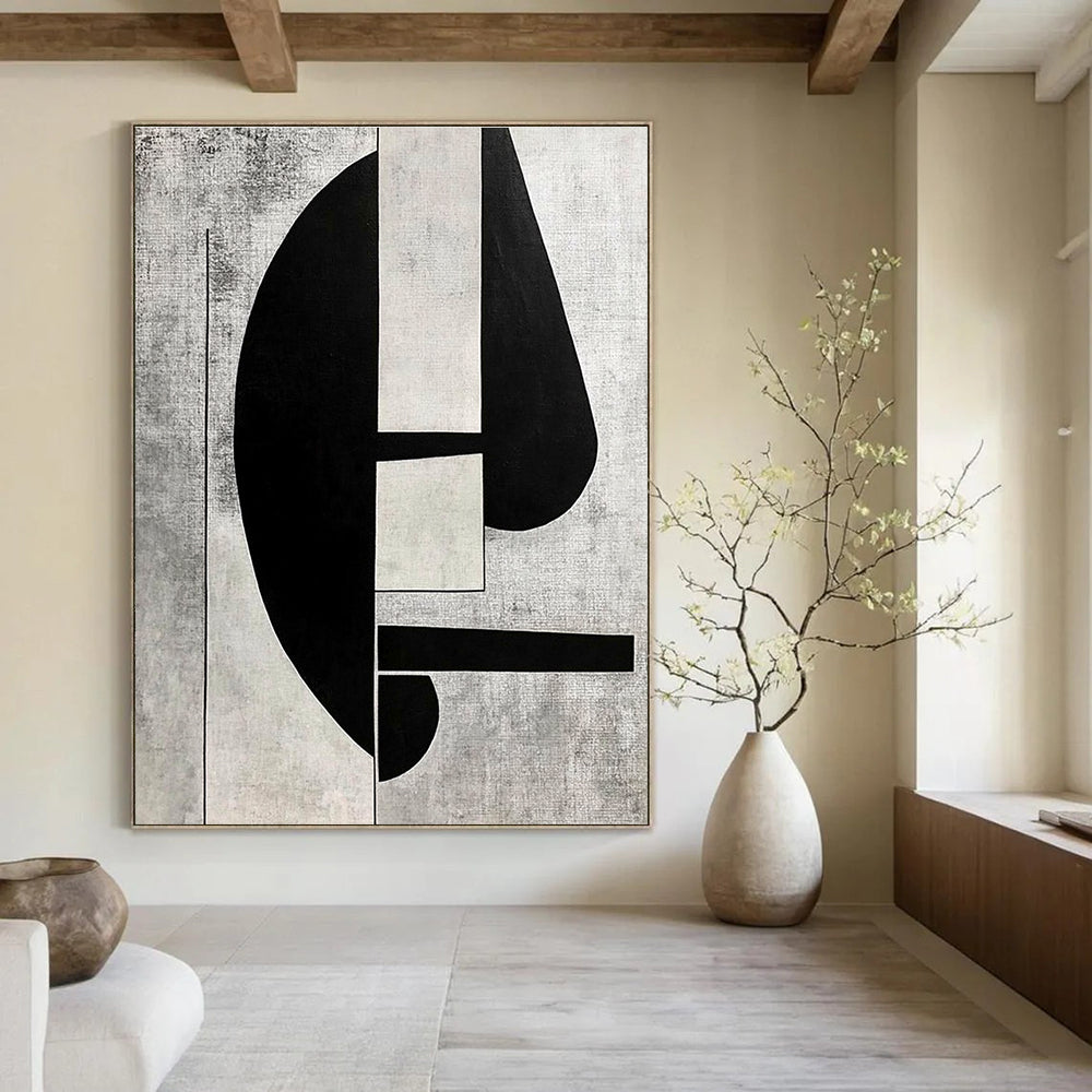 Geometric Black and White Abstract for Contemporary Office Lobby & Modern Art Gallery Corridor STSC465