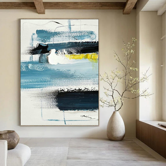 Blue - Black - Yellow Abstract Art for Modern Office Lounge & Art - Inspired Café DLZ1660