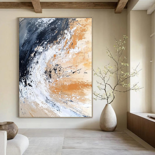 Earth - Toned Abstract Wave for Industrial - Chic Home & Minimalist Art Space STSC555