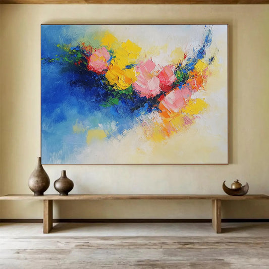 Colorful Flower Bouquet Art for Romantic Restaurant & Floral - Themed Café SC190