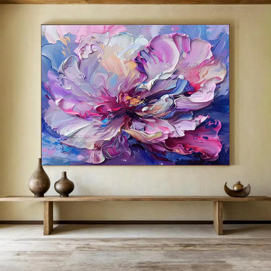 Impasto Pink - Purple Flower Art for Romantic Bedroom Accent DLZ3065