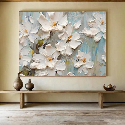 3D White Flower Art for Fresh Minimalist Bathroom DLZ3070