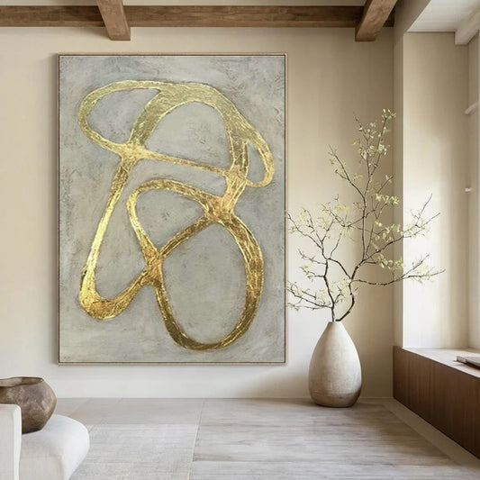 Abstract Gold Ribbon Wall Art for Living Room & Office DLZ2000