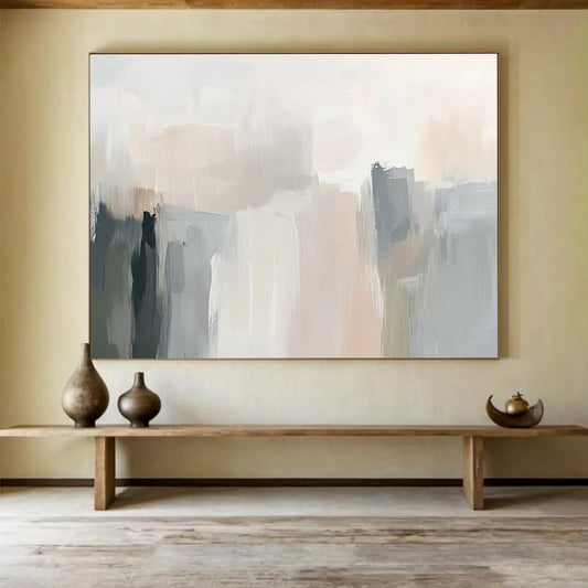 Pastel Abstract Cityscape Art for Chic Boutique Hotel & Light - Filled Apartment SC058