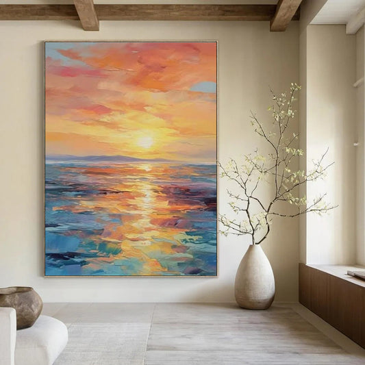 Sunset Ocean View Art for Coastal Home Bedroom & Beachfront Restaurant DLZ1533