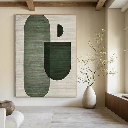 Green Geometric Shapes Art for Modern Office Lounge & Minimalist Home Study DLZ1520