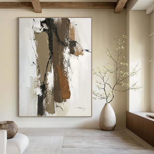 Brown - Beige Abstract Art for Rustic Restaurant & Art - Lover’s Home DLZ0806