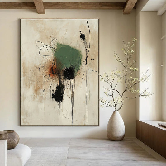 Green and Black Abstract for Sophisticated Dining Area & Art Gallery Hallway STSC1186