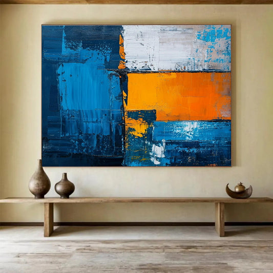 Blue - Orange Geometric Abstract Art for Industrial Loft Living Rooms DLZ2657