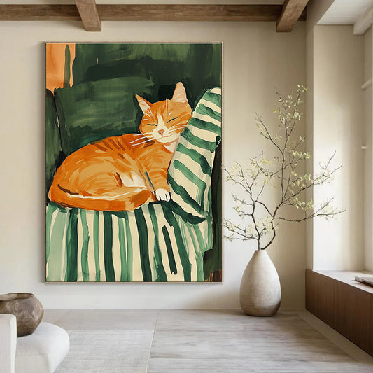 Sleeping Orange Cat for Cozy Home Bedroom & Cat - Lover’s Café STSC1016