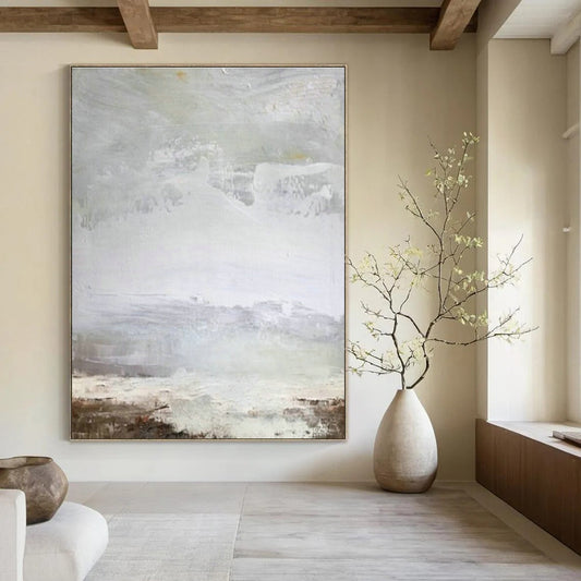 Gray - White Abstract Art for Spa Relaxation Area & Minimalist Bedroom DLZ2057