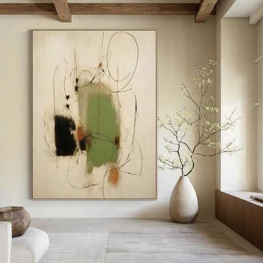 Green, Black & Brown Abstract Art for Nature - Inspired Yoga Studio & Earth - Toned Home Living Room DLZ0829