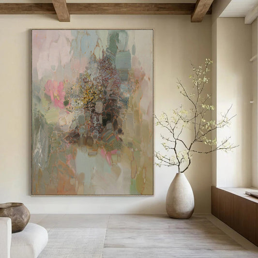 Pastel Abstract Flowers Art for Feminine Boutique & Home Garden Room DLZ2076