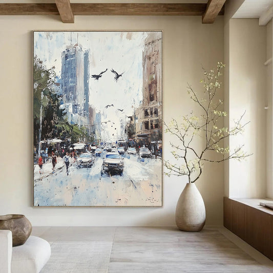 Busy Urban Street Scene for City - Themed Café & Modern Office Break Room STSC1135