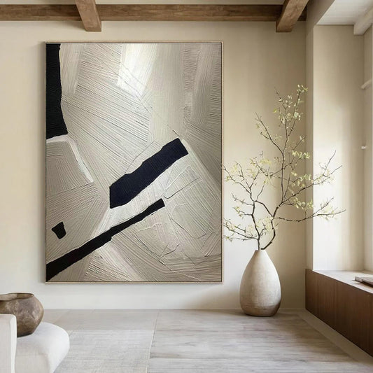 Black - White Textured Abstract Art for Industrial Loft & Art Studio DLZ1248