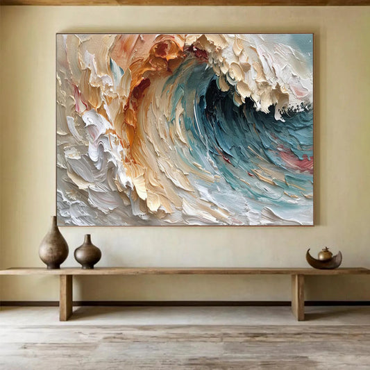 Textured Ocean Wave Art for Relaxing Bathroom Retreat DLZ3060