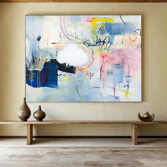 Abstract with Cloud Element Art for Dreamy Bedroom & Intimate Art Gallery SC477