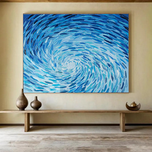 Blue Swirl Abstract Art for Nautical - Themed Restaurant Dining Areas DLZ3173