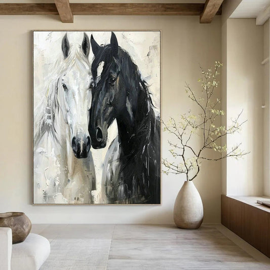 Black and White Horse Art for Equestrian Club Lounge & Western - Themed Home Office DLZ1408