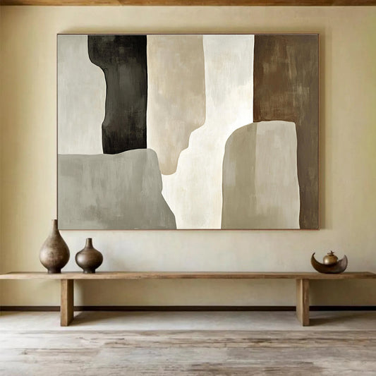 Earth - Toned Abstract Shapes Art for Minimalist Living Room & Modern Office SC280