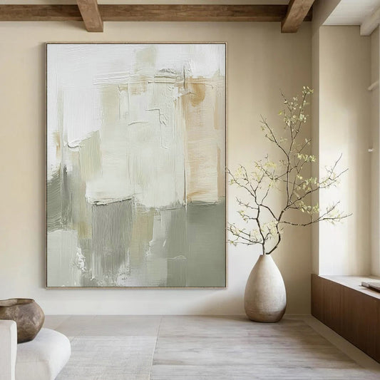 Beige - Gray Abstract Blocks Art for Neutral - Toned Café & Minimalist Study DLZ0713