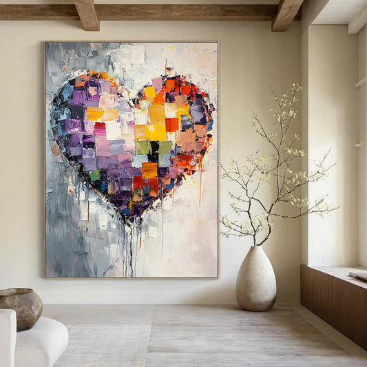 Colorful Patchwork Heart for Bohemian - Style Living Room & Love - Themed Gallery STSC559