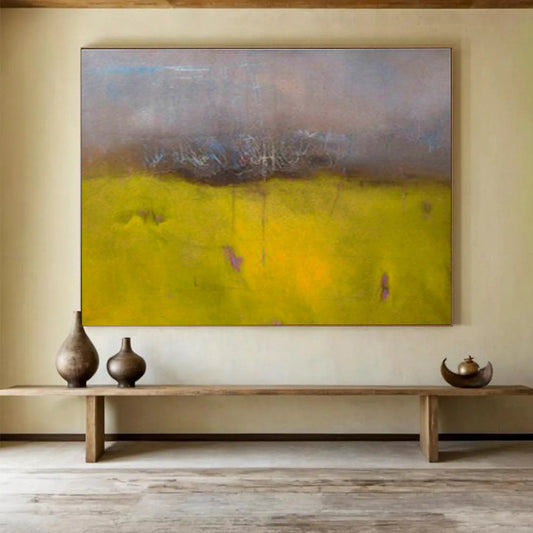Yellow - Grey Hazy Landscape Art for Relaxing Living Room DLZ2763