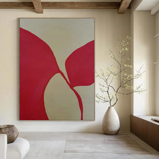 Red Double - Leaf Abstract Art for Florist Shop & Home Living Room DLZ1087