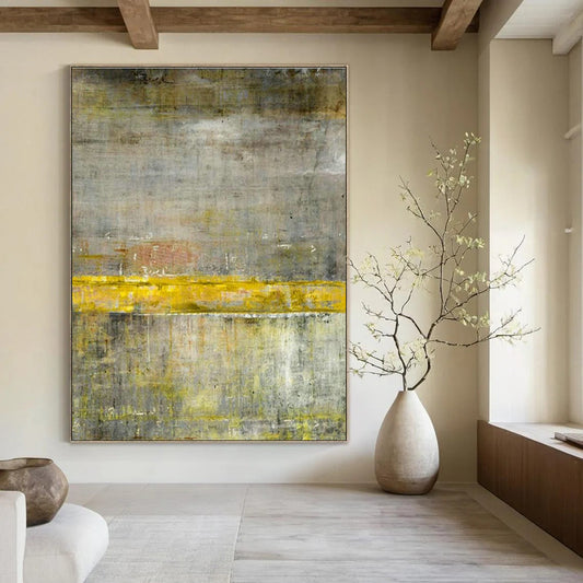 Yellow - Gray Abstract Art for Living Room & Office DLZ0310
