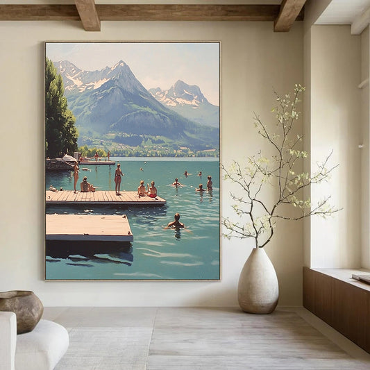 People Swimming by the Mountains for Lakeside Vacation Home & Community Center STSC878