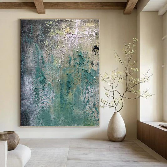 Textured Teal - Gray Abstract for Industrial Loft & Art Gallery Pop - Up DLZ0904