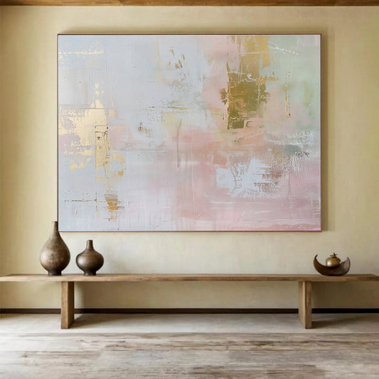 Gold - Pink Soft Abstract Art for Romantic Dressing Area DLZ2882