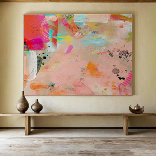 Pink - Orange Artistic Abstract for Bohemian Living Spaces DLZ2463