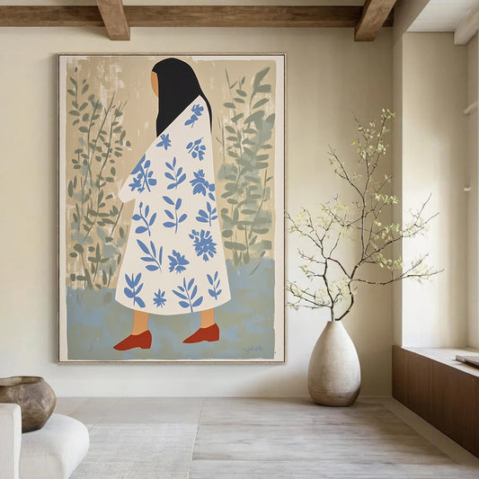 Woman in Floral Dress for Bohemian Living Room & Garden - Inspired Café STSC1260